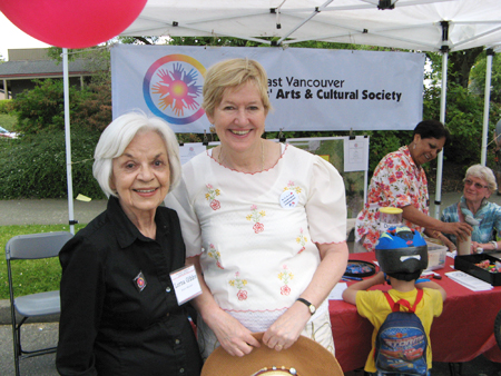 Lorna Gibbs and the Honorable Suzanne Anton at the SVSACS display booth, Champlain Heights Community Centre Summer Fair, June 7, 2014. Photo: George Grant
