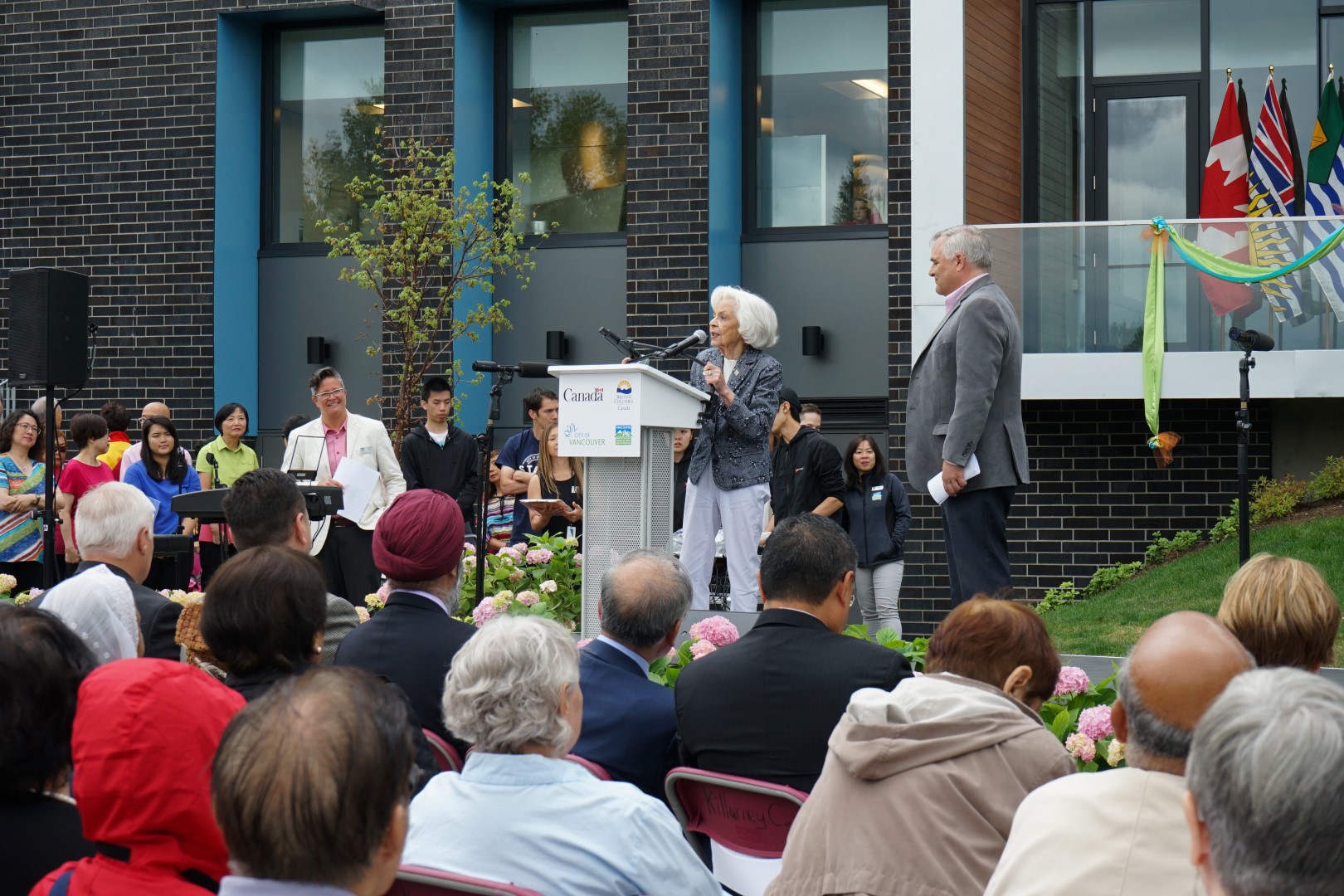 Lorna Gibbs speaking at the Grand Opening, June 28, at Killarney Community Centre. Photo: Willie Yeung